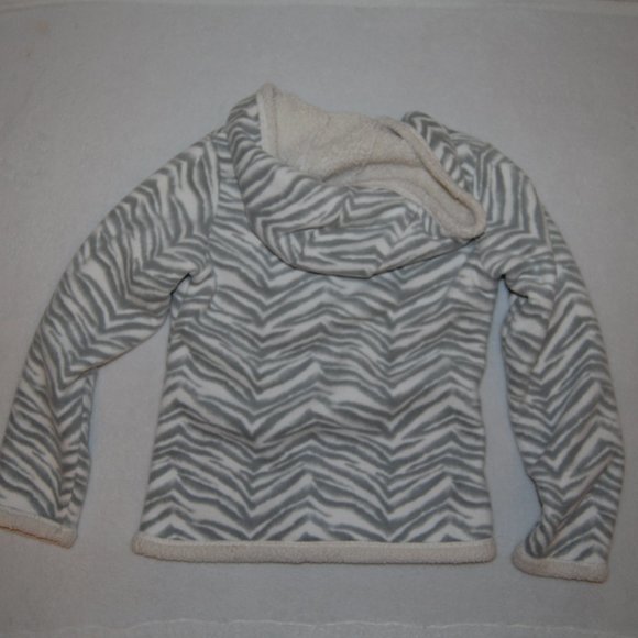 Faded Glory Girls Size L (34" Bust), Zebra Zip Up Hooded Sherpa-Lined Jacket - Picture 3 of 6